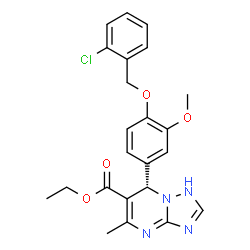 ChemSpider 2D Image | Ethyl (7S)-7-{4-[(2-chlorobenzyl)oxy]-3-methoxyphenyl}-5-methyl-1,7-dihydro[1,2,4]triazolo[1,5-a]pyrimidine-6-carboxylate | C23H23ClN4O4