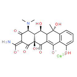 ChemSpider 2D Image | Calcium (6aS,8Z,10S,10aR,11S,12S)-8-[amino(oxido)methylene]-10-(dimethylamino)-4,6a,11,12-tetrahydroxy-12-methyl-6,7,9-trioxo-6,6a,7,8,9,10,10a,11,11a,12-decahydro-5-tetracenolate | C22H22CaN2O9