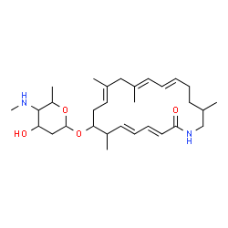 ChemSpider 2D Image | (3E,5E,10E,13E,15E)-7,11,13,19-Tetramethyl-2-oxoazacycloicosa-3,5,10,13,15-pentaen-8-yl 2,4,6-trideoxy-4-(methylamino)hexopyranoside | C30H48N2O4
