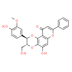 ChemSpider 2D Image | (2R,3R)-5-Hydroxy-2-(4-hydroxy-3-methoxyphenyl)-3-(hydroxymethyl)-8-phenyl-2,3-dihydro-10H-[1,4]dioxino[2,3-f]chromen-10-one | C25H20O8
