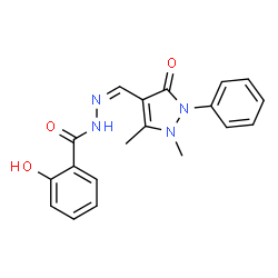 ChemSpider 2D Image | N'-[(Z)-(1,5-Dimethyl-3-oxo-2-phenyl-2,3-dihydro-1H-pyrazol-4-yl)methylene]-2-hydroxybenzohydrazide | C19H18N4O3