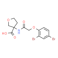 ChemSpider 2D Image | 3-{[(2,4-Dibromophenoxy)acetyl]amino}tetrahydro-3-furancarboxylic acid | C13H13Br2NO5