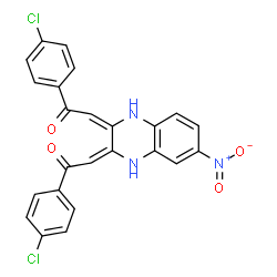 ChemSpider 2D Image | (2E,2'E)-2,2'-(6-Nitro-1,4-dihydroquinoxaline-2,3-diylidene)bis[1-(4-chlorophenyl)ethanone] | C24H15Cl2N3O4