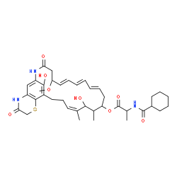 ChemSpider 2D Image | (6E,8E,10E,16Z)-15,28-Dihydroxy-5-methoxy-14,16-dimethyl-3,24-dioxo-22-thia-2,25-diazatricyclo[18.7.1.0~21,26~]octacosa-1(28),6,8,10,16,20,26-heptaen-13-yl N-(cyclohexylcarbonyl)alaninate | C38H51N3O8S