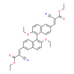 ChemSpider 2D Image | Diethyl (2E,2'E)-3,3'-(2,2'-diethoxy-1,1'-binaphthalene-6,6'-diyl)bis(2-cyanoacrylate) | C36H32N2O6