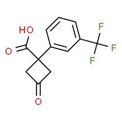 ChemSpider 2D Image | 3-Oxo-1-[3-(trifluoromethyl)phenyl]cyclobutanecarboxylic acid | C12H9F3O3