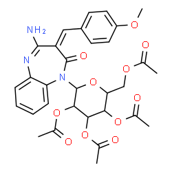 ChemSpider 2D Image | (3Z)-4-Amino-3-(4-methoxybenzylidene)-1-(2,3,4,6-tetra-O-acetylhexopyranosyl)-1,3-dihydro-2H-1,5-benzodiazepin-2-one | C31H33N3O11