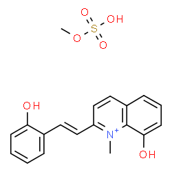 ChemSpider 2D Image | 2-[(E)-2-(2-hydroxyphenyl)vinyl]-1-methyl-quinolin-1-ium-8-ol; methyl hydrogen sulfate | C19H20NO6S