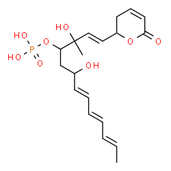 ChemSpider 2D Image | (1E,7E,9E,11E)-3,6-Dihydroxy-3-methyl-1-(6-oxo-3,6-dihydro-2H-pyran-2-yl)-1,7,9,11-tridecatetraen-4-yl dihydrogen phosphate | C19H27O8P