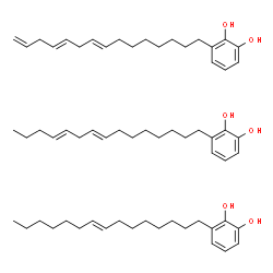 ChemSpider 2D Image | 3-[(8E,11E)-pentadeca-8,11-dienyl]benzene-1,2-diol; 3-[(8E,11E)-pentadeca-8,11,14-trienyl]benzene-1,2-diol; 3-[(E)-pentadec-8-enyl]benzene-1,2-diol | C63H96O6