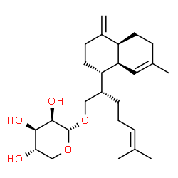 ChemSpider 2D Image | (2S)-6-Methyl-2-[(1R,4aS,8aR)-7-methyl-4-methylene-1,2,3,4,4a,5,6,8a-octahydro-1-naphthalenyl]-5-hepten-1-yl alpha-L-lyxopyranoside | C25H40O5