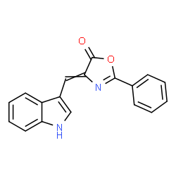 ChemSpider 2D Image | 4-(1H-Indol-3-ylmethylene)-2-phenyl-1,3-oxazol-5(4H)-one | C18H12N2O2