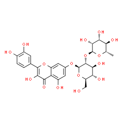ChemSpider 2D Image | 2-(3,4-Dihydroxyphenyl)-3,5-dihydroxy-4-oxo-4H-chromen-7-yl 2-O-(6-deoxy-alpha-L-mannopyranosyl)-beta-D-glucopyranoside | C27H30O16