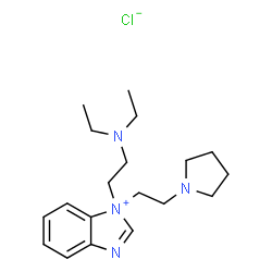 ChemSpider 2D Image | 1-[2-(Diethylamino)ethyl]-1-[2-(1-pyrrolidinyl)ethyl]-1H-benzimidazol-1-ium chloride | C19H31ClN4