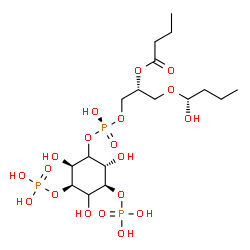 ChemSpider 2D Image | (2R)-1-[(1R)-1-Hydroxybutoxy]-3-{[(S)-hydroxy{[(2R,3R,5S,6R)-2,4,6-trihydroxy-3,5-bis(phosphonooxy)cyclohexyl]oxy}phosphoryl]oxy}-2-propanyl butyrate | C17H35O19P3