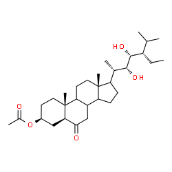 ChemSpider 2D Image | (3beta,5alpha,8xi,9xi,14xi,17xi,22R,23R)-22,23-Dihydroxy-6-oxostigmastan-3-yl acetate | C31H52O5