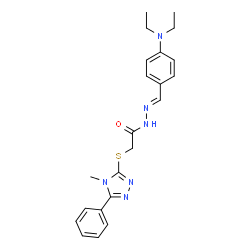 ChemSpider 2D Image | N'-{(E)-[4-(Diethylamino)phenyl]methylene}-2-[(4-methyl-5-phenyl-4H-1,2,4-triazol-3-yl)sulfanyl]acetohydrazide | C22H26N6OS