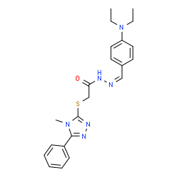 ChemSpider 2D Image | N'-{(Z)-[4-(Diethylamino)phenyl]methylene}-2-[(4-methyl-5-phenyl-4H-1,2,4-triazol-3-yl)sulfanyl]acetohydrazide | C22H26N6OS