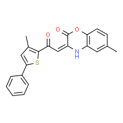 ChemSpider 2D Image | (3E)-6-Methyl-3-[2-(3-methyl-5-phenyl-2-thienyl)-2-oxoethylidene]-3,4-dihydro-2H-1,4-benzoxazin-2-one | C22H17NO3S