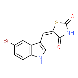 ChemSpider 2D Image | (5E)-5-[(5-Bromo-1H-indol-3-yl)methylene]-1,3-thiazolidine-2,4-dione | C12H7BrN2O2S