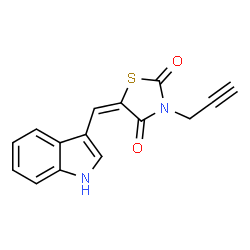 ChemSpider 2D Image | (5E)-5-(1H-Indol-3-ylmethylene)-3-(2-propyn-1-yl)-1,3-thiazolidine-2,4-dione | C15H10N2O2S