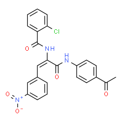 ChemSpider 2D Image | N-[(1E)-3-[(4-Acetylphenyl)amino]-1-(3-nitrophenyl)-3-oxo-1-propen-2-yl]-2-chlorobenzamide | C24H18ClN3O5