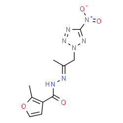 ChemSpider 2D Image | 2-Methyl-N'-[(2E)-1-(5-nitro-2H-tetrazol-2-yl)-2-propanylidene]-3-furohydrazide | C10H11N7O4