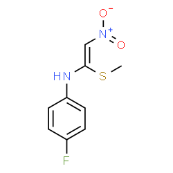 ChemSpider 2D Image | 4-Fluoro-N-[(Z)-1-(methylsulfanyl)-2-nitrovinyl]aniline | C9H9FN2O2S