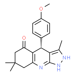 ChemSpider 2D Image | (4R)-4-(4-Methoxyphenyl)-3,7,7-trimethyl-1,2,4,6,7,8-hexahydro-5H-pyrazolo[3,4-b]quinolin-5-one | C20H23N3O2