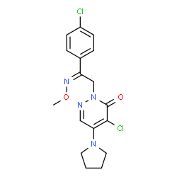 ChemSpider 2D Image | 4-Chloro-2-[(2Z)-2-(4-chlorophenyl)-2-(methoxyimino)ethyl]-5-(1-pyrrolidinyl)-3(2H)-pyridazinone | C17H18Cl2N4O2