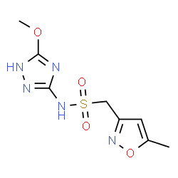 ChemSpider 2D Image | N-(5-Methoxy-1H-1,2,4-triazol-3-yl)-1-(5-methyl-1,2-oxazol-3-yl)methanesulfonamide | C8H11N5O4S