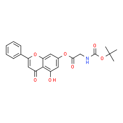 ChemSpider 2D Image | 5-Hydroxy-4-oxo-2-phenyl-4H-chromen-7-yl N-{[(2-methyl-2-propanyl)oxy]carbonyl}glycinate | C22H21NO7