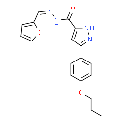 ChemSpider 2D Image | N'-[(Z)-2-Furylmethylene]-3-(4-propoxyphenyl)-1H-pyrazole-5-carbohydrazide | C18H18N4O3