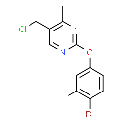 ChemSpider 2D Image | 2-(4-Bromo-3-fluorophenoxy)-5-(chloromethyl)-4-methylpyrimidine | C12H9BrClFN2O