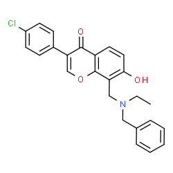 ChemSpider 2D Image | 8-{[Benzyl(ethyl)amino]methyl}-3-(4-chlorophenyl)-7-hydroxy-4H-chromen-4-one | C25H22ClNO3