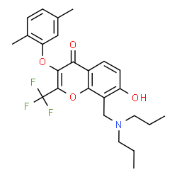 ChemSpider 2D Image | 3-(2,5-Dimethylphenoxy)-8-[(dipropylamino)methyl]-7-hydroxy-2-(trifluoromethyl)-4H-chromen-4-one | C25H28F3NO4