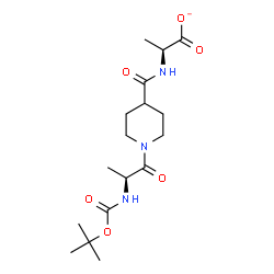 ChemSpider 2D Image | (2S)-2-({[1-(N-{[(2-Methyl-2-propanyl)oxy]carbonyl}-L-alanyl)-4-piperidinyl]carbonyl}amino)propanoate | C17H28N3O6