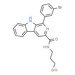 ChemSpider 2D Image | 1-(3-Bromophenyl)-N-(3-hydroxypropyl)-9H-beta-carboline-3-carboxamide | C21H18BrN3O2