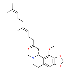 ChemSpider 2D Image | (5E)-1-[(5R)-4-Methoxy-6-methyl-5,6,7,8-tetrahydro[1,3]dioxolo[4,5-g]isoquinolin-5-yl]-6,10-dimethyl-5,9-undecadien-2-one | C25H35NO4