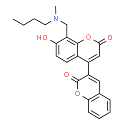 ChemSpider 2D Image | 8'-{[Butyl(methyl)amino]methyl}-7'-hydroxy-2H,2'H-3,4'-bichromene-2,2'-dione | C24H23NO5