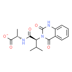 ChemSpider 2D Image | (2S)-2-{[(2S)-2-(2,4-Dioxo-1,4-dihydro-3(2H)-quinazolinyl)-3-methylbutanoyl]amino}propanoate | C16H18N3O5