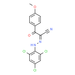 ChemSpider 2D Image | (2Z)-3-(4-Methoxyphenyl)-3-oxo-2-[(2,4,6-trichlorophenyl)hydrazono]propanenitrile | C16H10Cl3N3O2