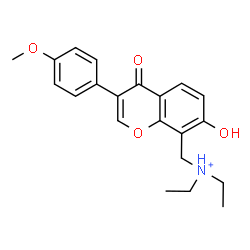 ChemSpider 2D Image | N-Ethyl-N-{[7-hydroxy-3-(4-methoxyphenyl)-4-oxo-4H-chromen-8-yl]methyl}ethanaminium | C21H24NO4