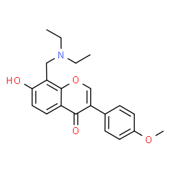 ChemSpider 2D Image | 8-[(Diethylamino)methyl]-7-hydroxy-3-(4-methoxyphenyl)-4H-chromen-4-one | C21H23NO4