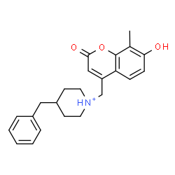ChemSpider 2D Image | 4-Benzyl-1-[(7-hydroxy-8-methyl-2-oxo-2H-chromen-4-yl)methyl]piperidinium | C23H26NO3