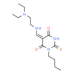 ChemSpider 2D Image | (5E)-1-Butyl-5-({[2-(diethylamino)ethyl]amino}methylene)-2-sulfanylpyrimidine-4,6(1H,5H)-dione | C15H26N4O2S
