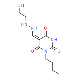 ChemSpider 2D Image | (5E)-1-Butyl-5-{[2-(2-hydroxyethyl)hydrazino]methylene}-2-thioxodihydro-4,6(1H,5H)-pyrimidinedione | C11H18N4O3S