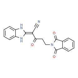 ChemSpider 2D Image | 2-(1,3-Dihydro-2H-benzimidazol-2-ylidene)-5-(1,3-dioxo-1,3-dihydro-2H-isoindol-2-yl)-3-oxopentanenitrile | C20H14N4O3