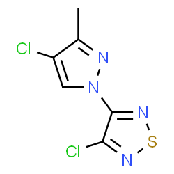 ChemSpider 2D Image | 3-Chloro-4-(4-chloro-3-methyl-1H-pyrazol-1-yl)-1,2,5-thiadiazole | C6H4Cl2N4S