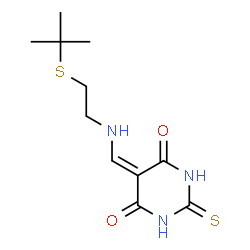 ChemSpider 2D Image | 5-({[2-(tert-butylsulfanyl)ethyl]amino}methylidene)-2-sulfanylidene-1,3-diazinane-4,6-dione | C11H17N3O2S2